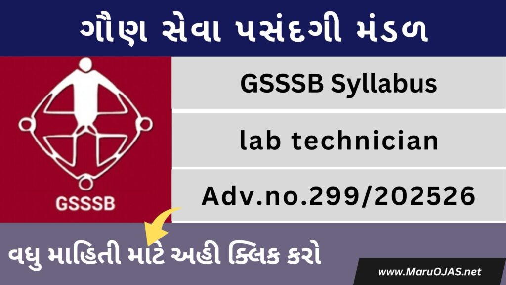 Laboratory Technician Syllabus 2025, GSSSB Advt. No. 299/2025-26