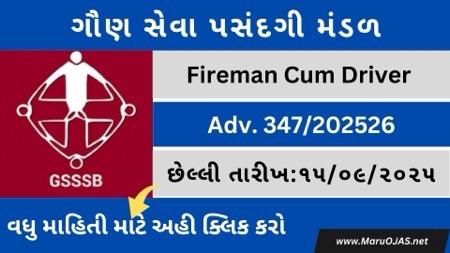 GSSSB Fireman-cum-Driver Recruitment 2025